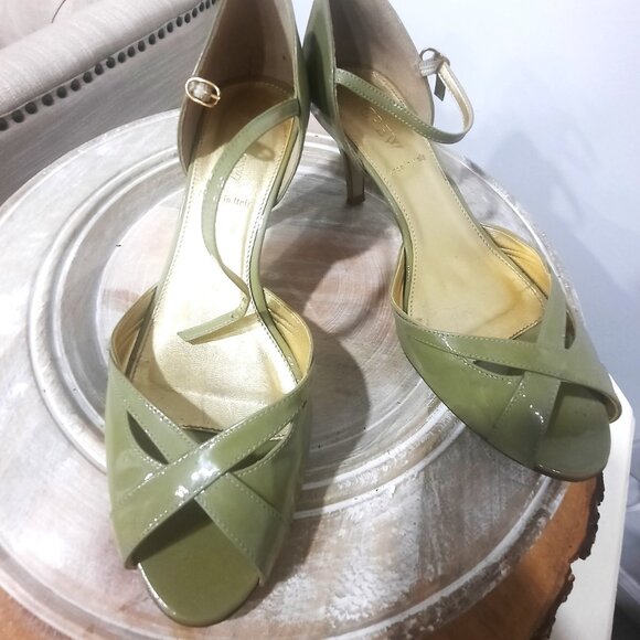 J. Crew Mary Jane Leather Heels Sage Green Size 8 Womens MSRP $168 - Picture 8 of 10